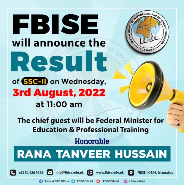 FBISE Matric Result 2022 Date and Time